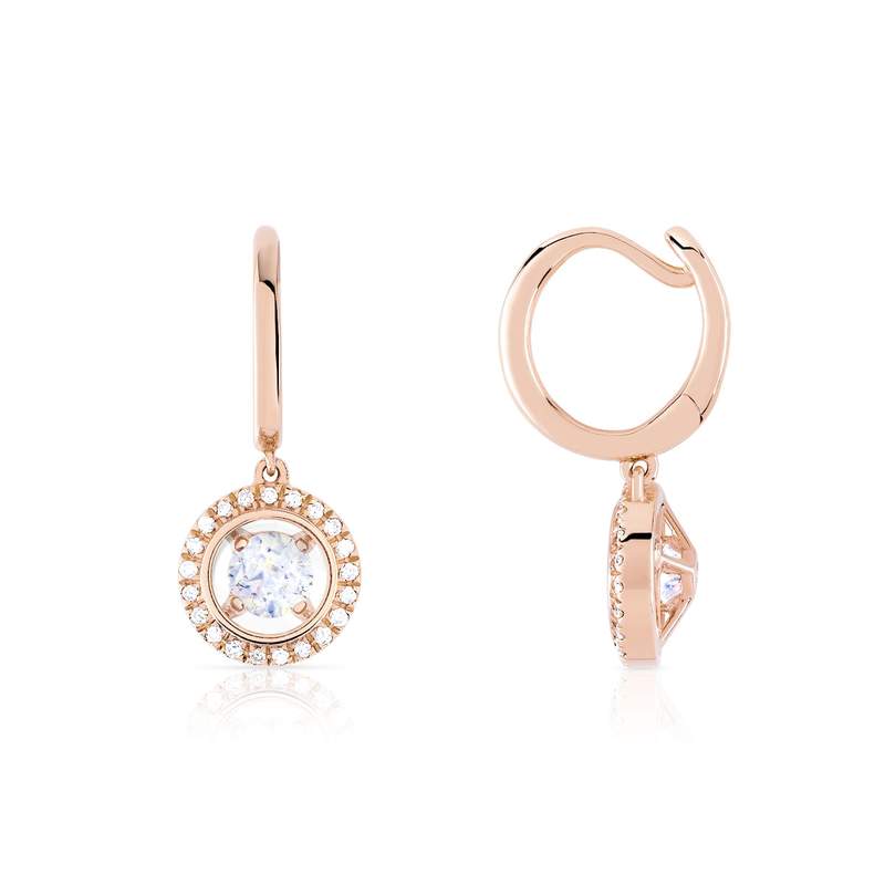 375 rose gold diamond earrings - view 1