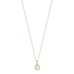 Collier or 375 rose rond diamants 45 cm - vue 1