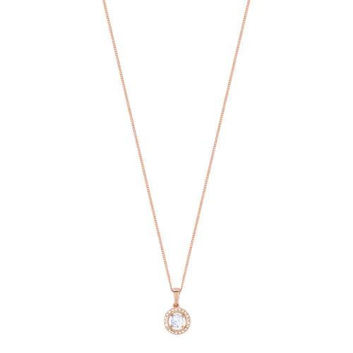 Collier or 375 rose rond diamants 45 cm