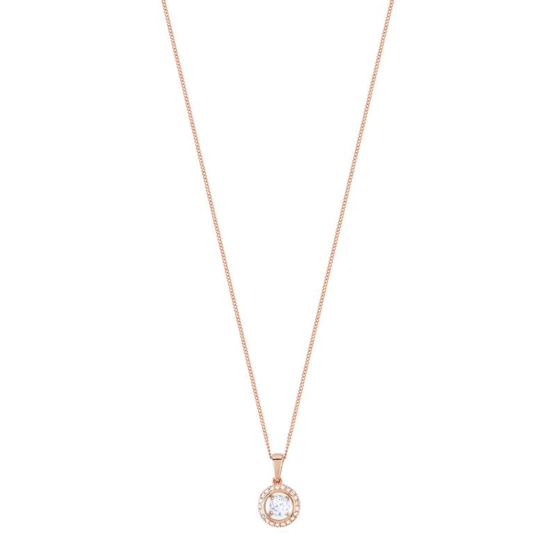 Collier or 375 rose rond diamants 45 cm - vue 1