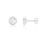Boucles d'oreilles or 375 blanc diamant - vue 1