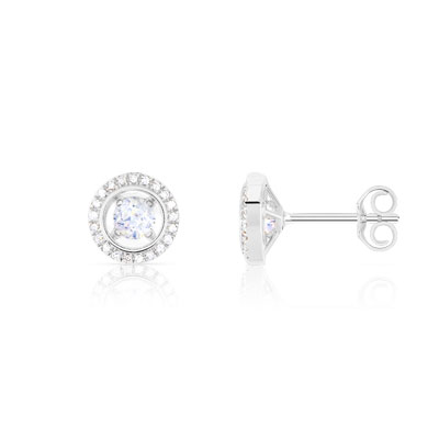 Boucles d'oreilles or 375 blanc diamant