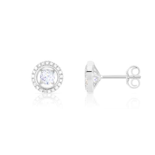 Boucles d'oreilles or 375 blanc diamant