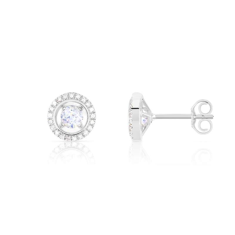 Boucles d'oreilles or 375 blanc diamant - vue 1