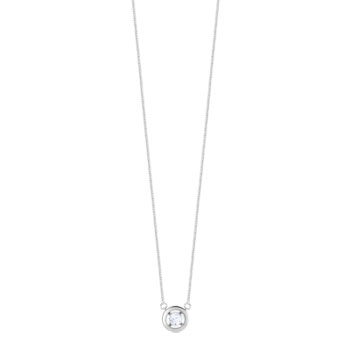 Collier or 375 blanc rond diamant 45 cm