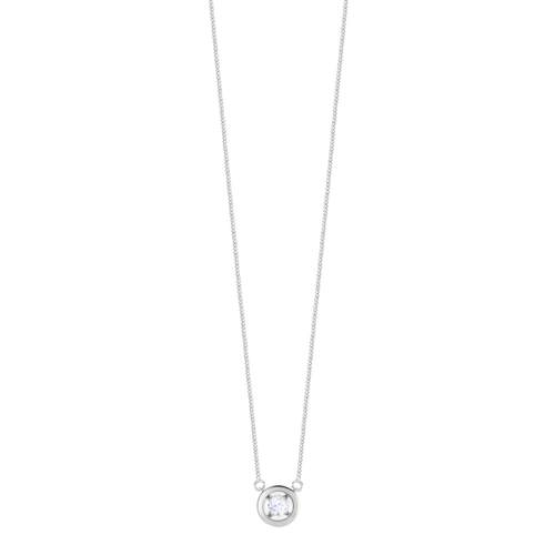 Collier or 375 blanc rond diamant 45 cm