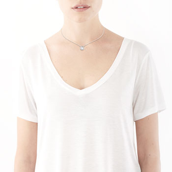 Collier or 375 blanc rond diamant 45 cm