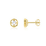 Boucles d'oreilles or 375 jaune diamant - vue 1