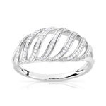 Bague or 375 blanc diamant - vue 1