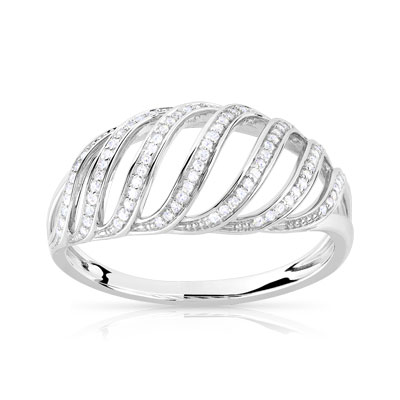 Bague or 375 blanc diamant