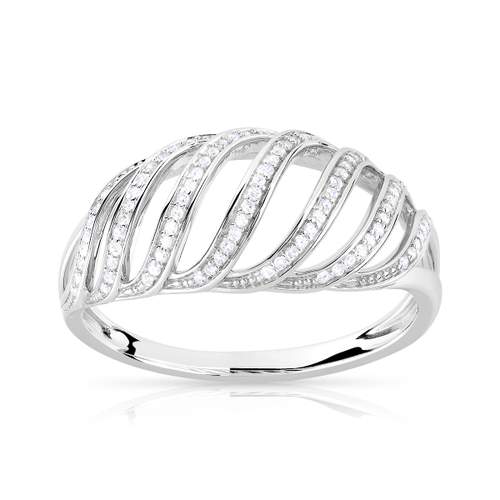 Bague or 375 blanc diamant
