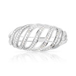 Bague or 375 blanc diamant - vue 3
