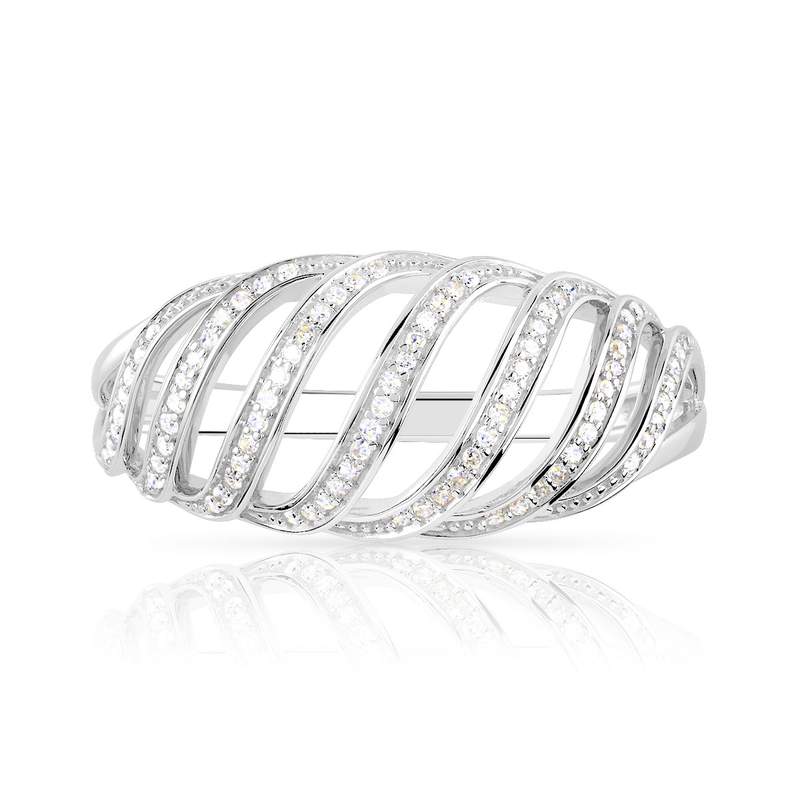 Bague or 375 blanc diamant - vue 3