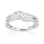 Bague or 375 blanc diamant - vue 1