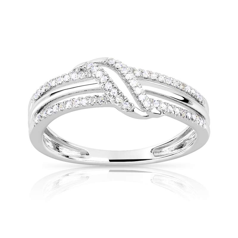 Bague or 375 blanc diamant - vue 1