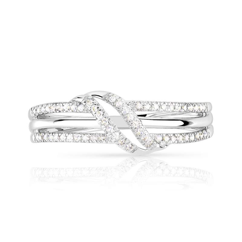 Bague or 375 blanc diamant - vue 3