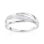 Bague or 375 blanc ajourée diamants - vue 1
