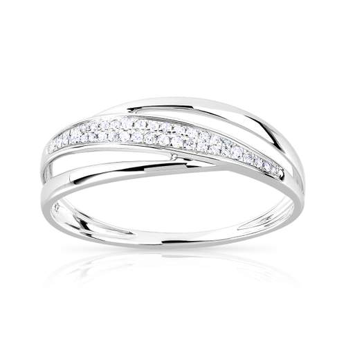 Bague or 375 blanc ajourée diamants