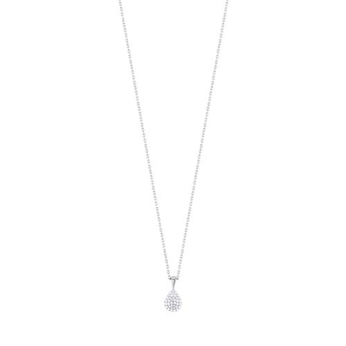 Collier or 375 blanc goutte diamants 42 cm