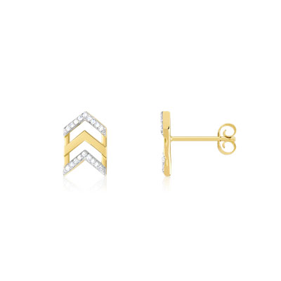 Boucles d'oreilles or 375 2 tons diamant - vue 1