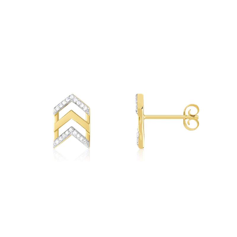 Boucles d'oreilles or 375 2 tons diamant - vue 1
