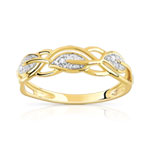 Bague or 375 2 tons tressée diamants - vue 1