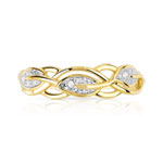 Bague or 375 2 tons tressée diamants - vue 3