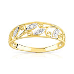 Bague or 375 2 tons ornement diamants - vue 1