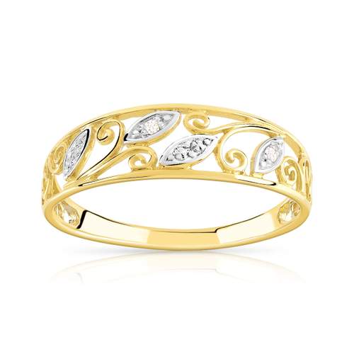 2-kleurige 375 gouden ring bezet met diamanten