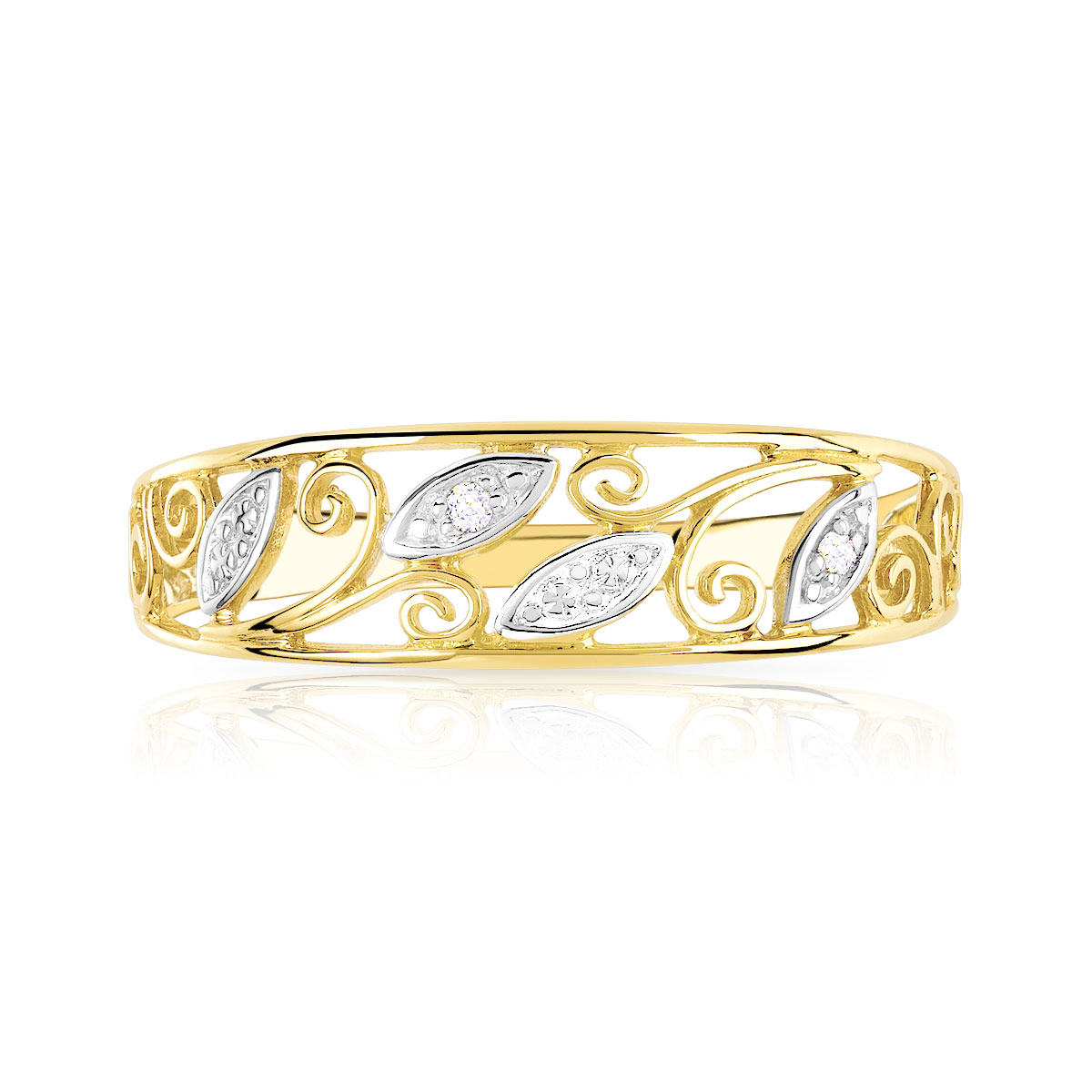 Bague or 375 2 tons diamant - vue V3