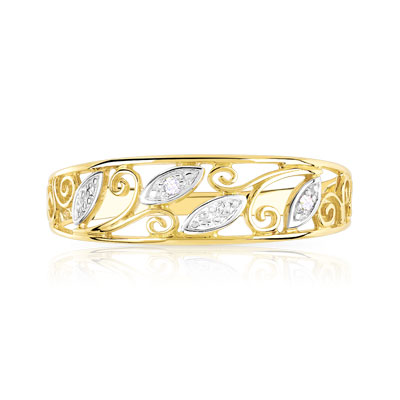 Bague or 375 2 tons diamant - vue V3