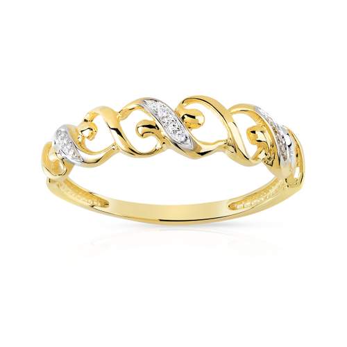 Bague or 375 2 tons diamant