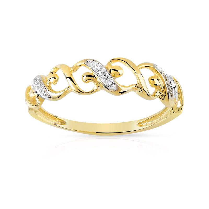 Bague or 375 2 tons diamant - vue 1