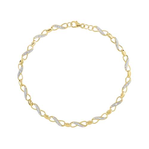 Bracelet or 375 2 tons diamants 19,5 cm