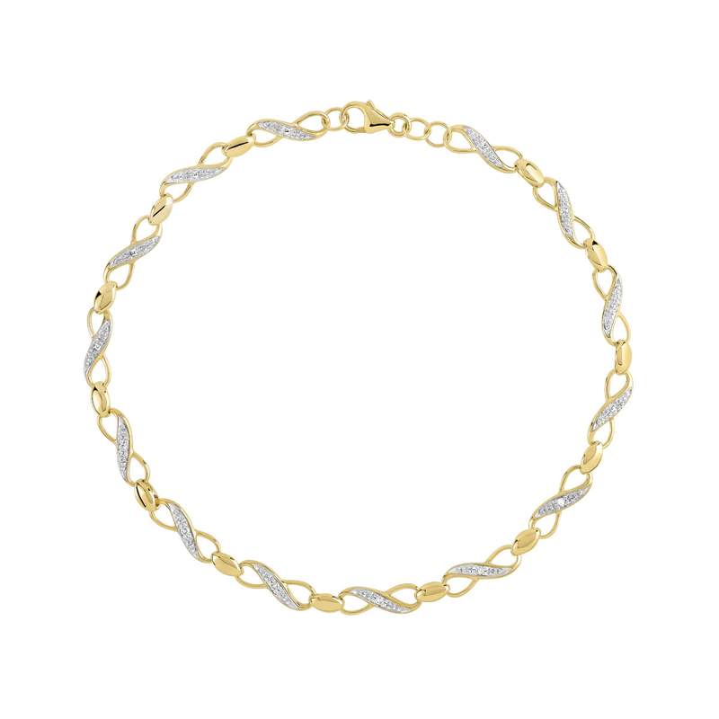 Bracelet or 375 2 tons diamants 19,5 cm - vue 1