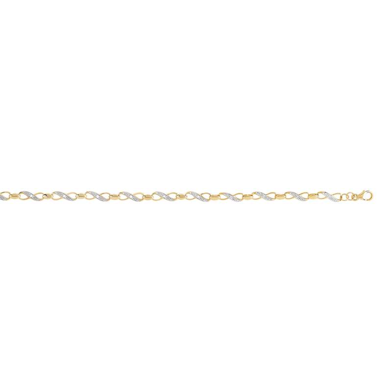 Bracelet or 375 2 tons diamants 19,5 cm - vue D1