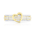 Bague or 375 2 tons coeur demi-tour diamants - vue 3