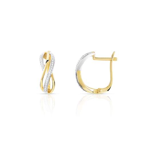 Boucles d'oreilles 2 ors 375 dormeuses diamants