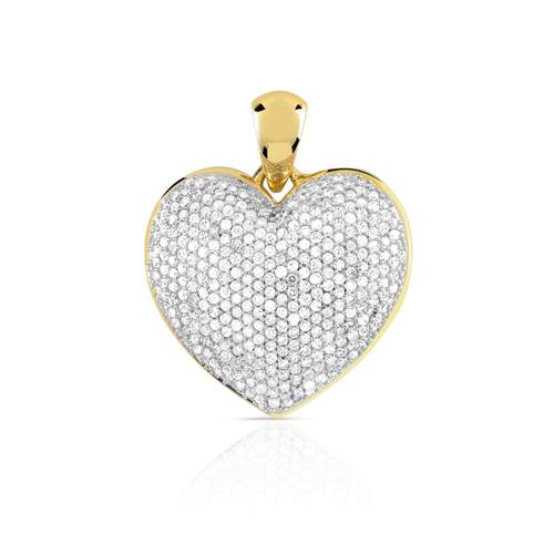Pendentif or 375 2 tons coeur diamants