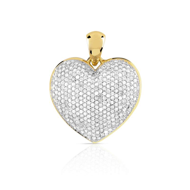 Pendentif or 375 2 tons coeur diamants - vue 1