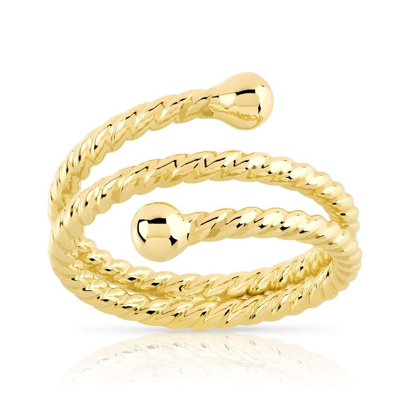Bague or 375 jaune torsadé - vue 1