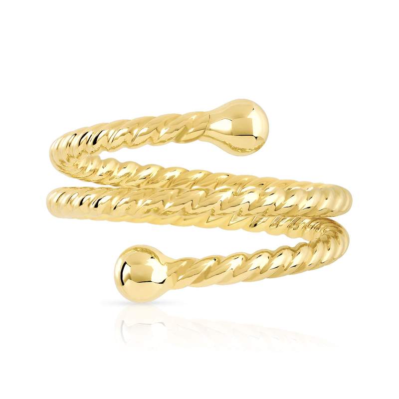 Bague or 375 jaune torsadé - vue 3