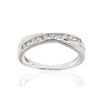 Bague or 375 blanc zirconia - vue 1
