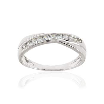 Bague or 375 blanc zirconia