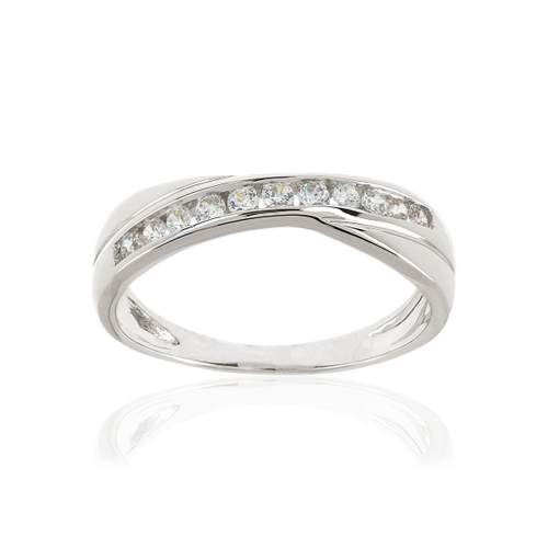 Bague or 375 blanc zirconia