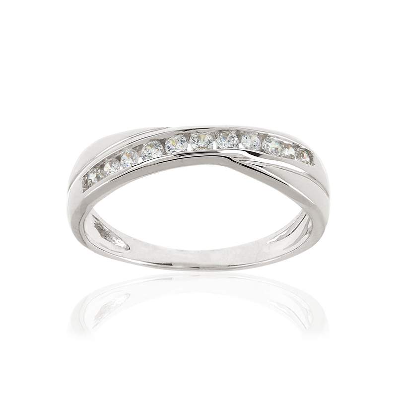 Bague or 375 blanc zirconia - vue 1