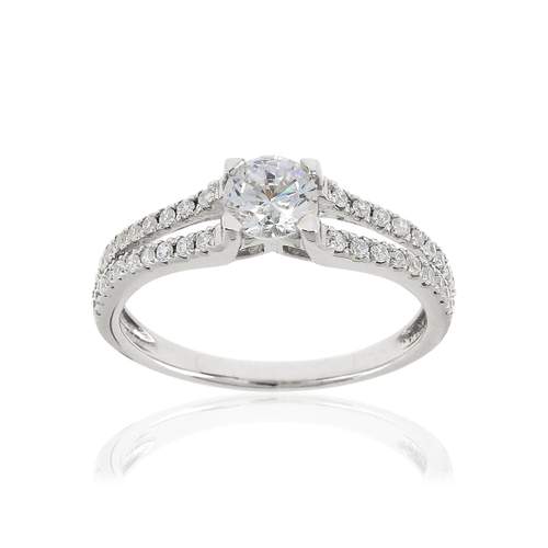 Bague or 375 blanc zirconias