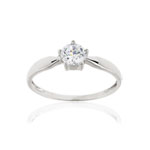 Bague or 375 blanc zirconia - vue 1