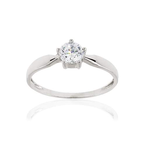 Bague or 375 blanc zirconia