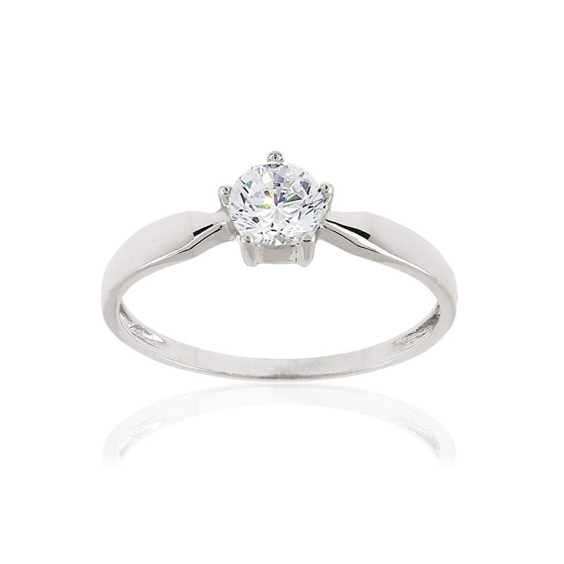 Bague or 375 blanc zirconia - vue 1